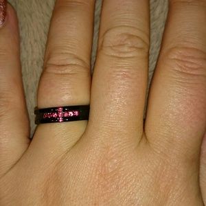 Black and Pink stamped ring 8